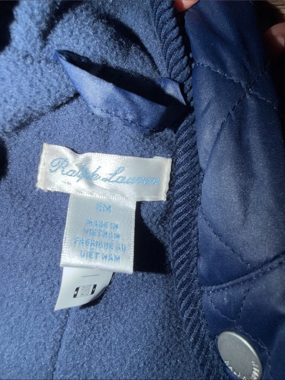 Polo by Ralph Lauren Navy Quilted Hooded Baby One-Piece